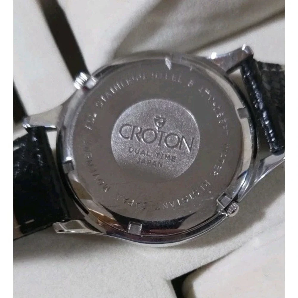 Croton Dual Time Japan MVT Genuine Lizard Band‎